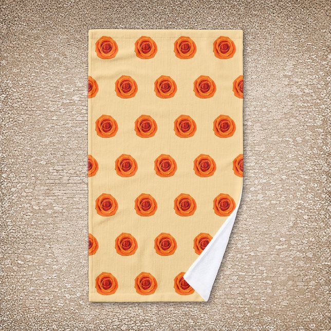 Rose couleur orange Fleur Motif sans couture sur (Orange color Rose flower seamless pattern on hand towel)