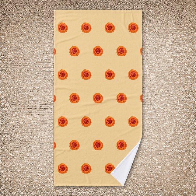 Rose couleur orange Fleur Motif sans couture sur (Orange color Rose flower seamless pattern on bath towel)