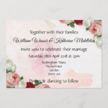 Rose coutume Mariage Invitation double face