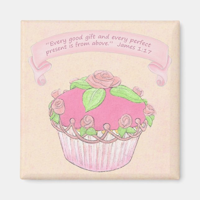Rose CupCake Scripture Magnet (Devant)