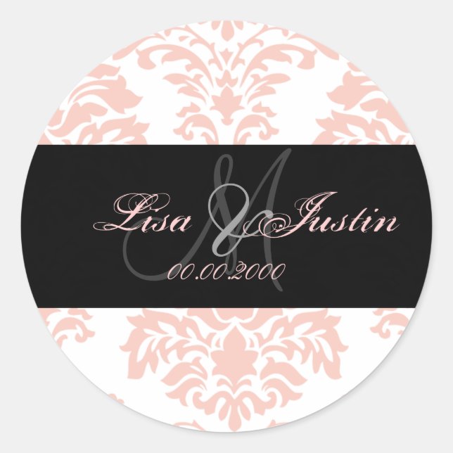 Rose Damas, autocollants monogramme (Devant)
