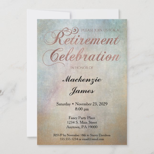 Rose d'aquarelle Gold Retraite Party Invitation (Devant)