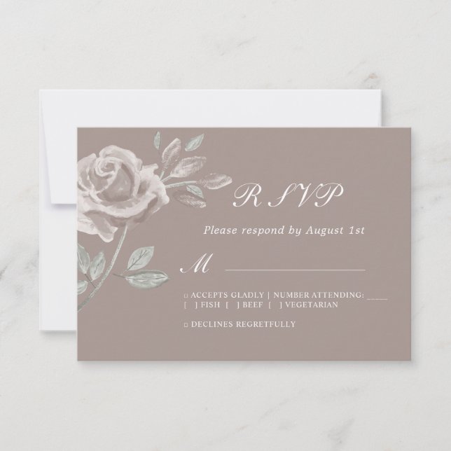 Rose d'aquarelle minimal mariage RSVP (Devant)
