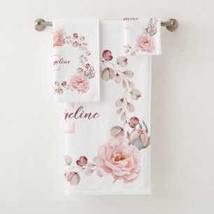 Rose d'aquarelle Wreath personnalisée   BLANCHE