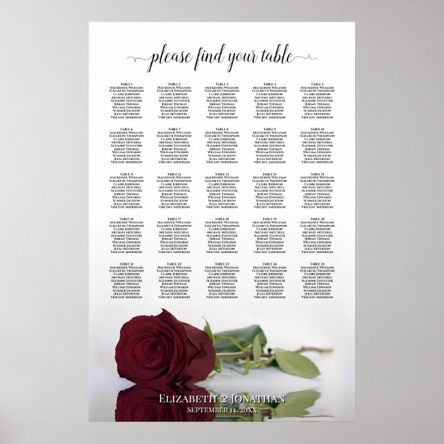 Rose de Bourgogne 25 Tableau Mariage (Devant)