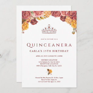 Rose de Bourgogne  Invitations de Quinceanera