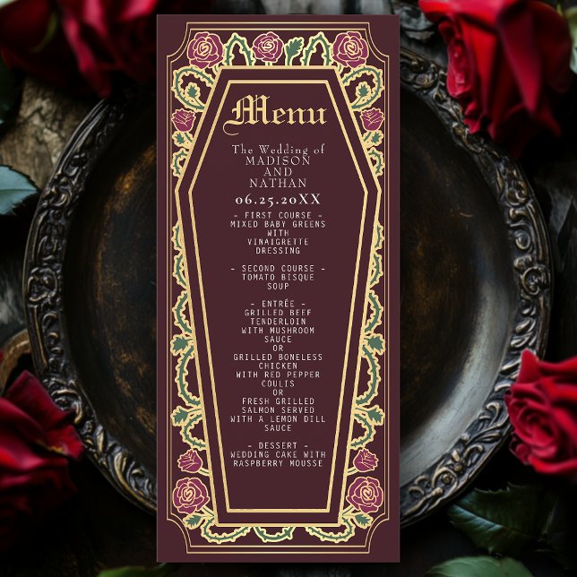 Rose de café gothique Menu Mariage rouge  (Créateur téléchargé)