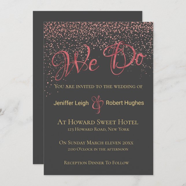 Rose de calligraphie Faire-part de mariage d'huile (Devant / Derrière)