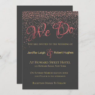 Rose de calligraphie Faire-part de mariage Gold Fo