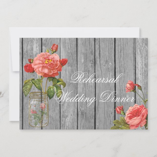 Rose de carte de faire-part de mariage de (Devant)