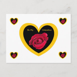Rose de carte postale sur le coeur Noir Jaune, Be 