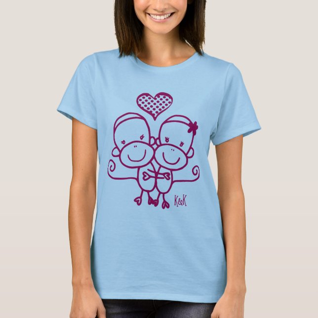 Rose de cerise de ~ de T-shirt de Hugz de singe de (Devant)