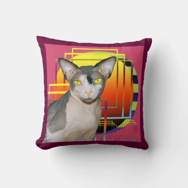 Rose de chat de Kitty de sphinx du coussin | (Recto)