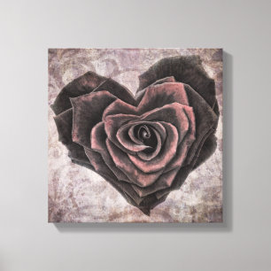 rose de coeur de goth toile enveloppée