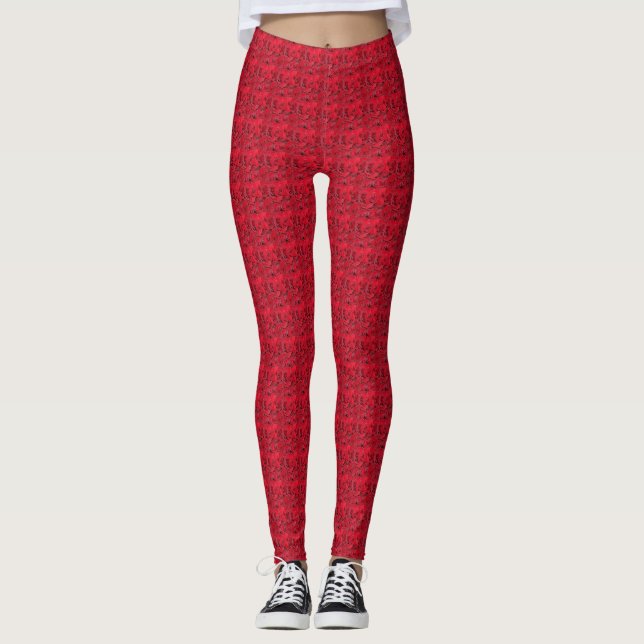 Rose de couleur naturelle élégant Leggings rouges  (Devant)