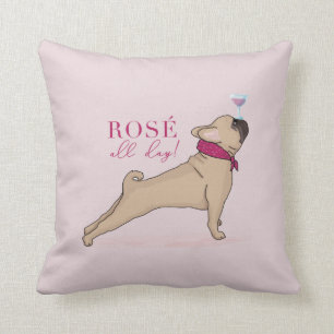 Rosé de coussin de bouledogue français toute la