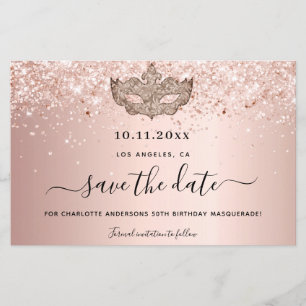 Rose de fête mascarade or enregistrer la carte de
