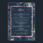 Rose de la Marine Bouquet Mariage Menu<br><div class="desc">Il s'agit d'une carte en rack ou d'un menu de réception de mariage. Roses de marine antique pour un merveilleux mariage à thème bohème. Floraux de style vintage. Roses et florneurs de la marine. Mariage Boho élégant. Un design élégant et formel en fleurs pour votre menu mariage pour un mariage...</div>