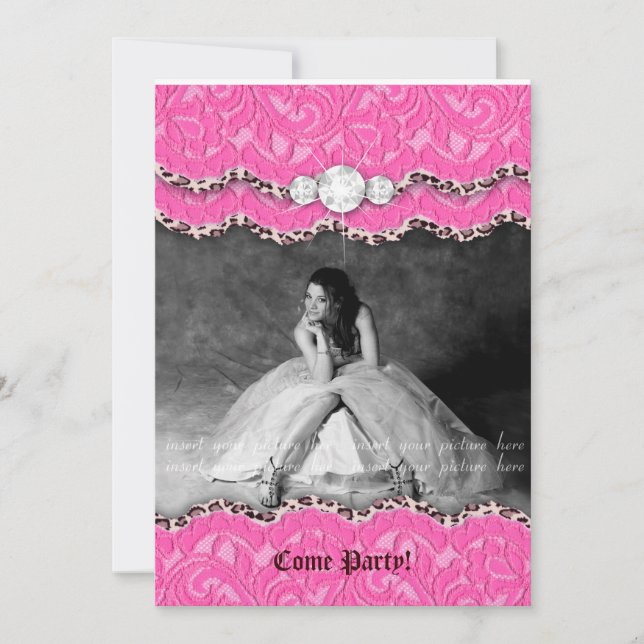 Rose de maquillage de léopard de faire-part (Devant)