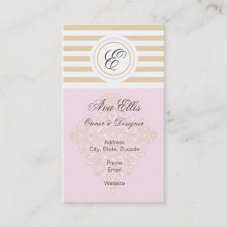 Rose de monogramme et carte de visite d'or