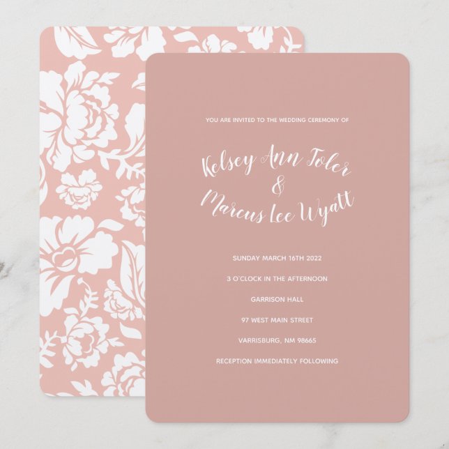 Rose de papier métallique Gold Wedding Invitations (Devant / Derrière)