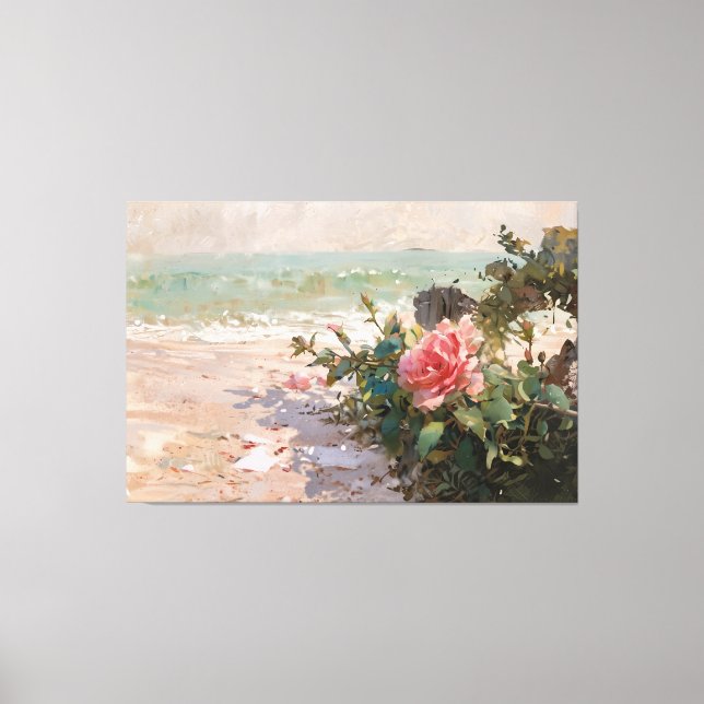 *~* Rose de plage Fermer TV2 toile étirée Imprimer (Recto)
