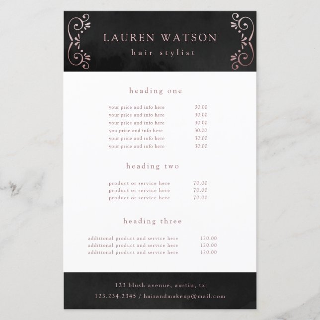 rose de soie noire service or et le prix flyer (Devant)