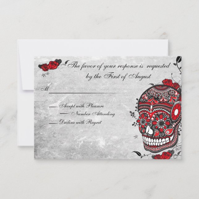 Rose de tatouage et fluides Muerte Skull Carte de  (Devant)