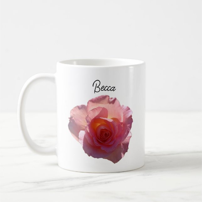 Rose de thé rose radiant Mug personnalisé (Gauche)