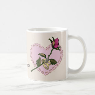 Rose des anneaux de coeur tasse mariage