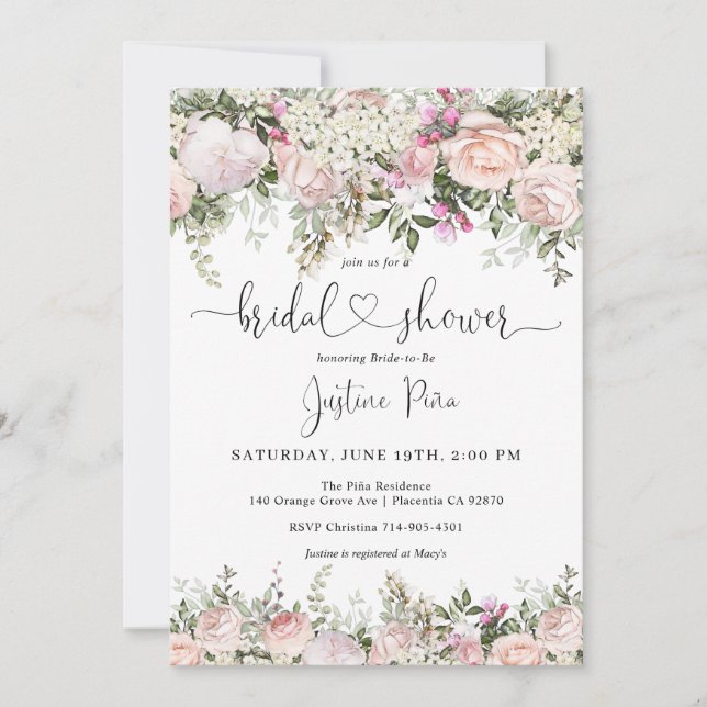 Rose d'été Jardin Floral Nuptiale Invitation (Devant)