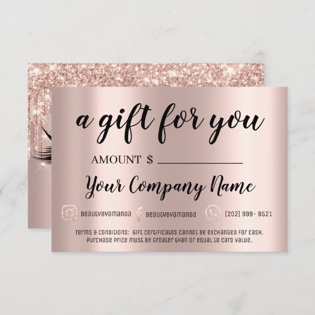 Rose d'extension Lash Brows de certificat cadeau (Devant / Derrière)