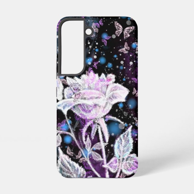 Rose d'hiver et papillons Samsung Galaxy Coque (Verso)