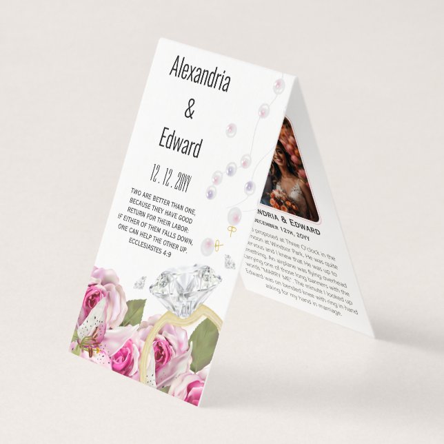 Rose Diamond Ring Fiançailles Mariage Photo (Front)