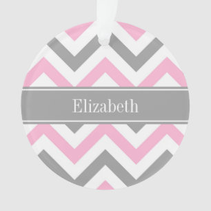 Rose Dk Gris Blanc LG Chevron Gris Monogramme Nom