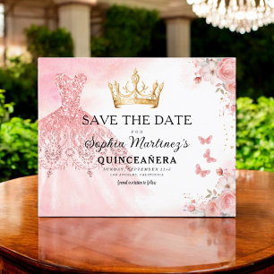 Rose Doré Floral Princesse Anniversaire Quinceaner