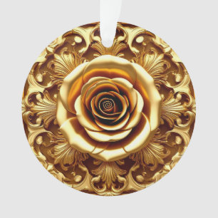 Rose dorée élégante avec cadre décoratif orné