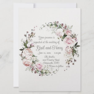 Rose douce et rose Faire-part de mariage