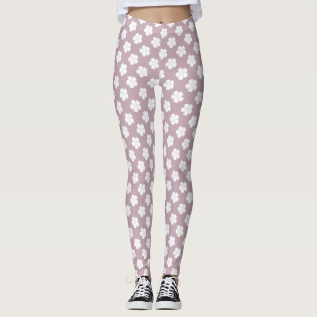 Rose douce Mauve Eyelet Leggings femmes (Devant)
