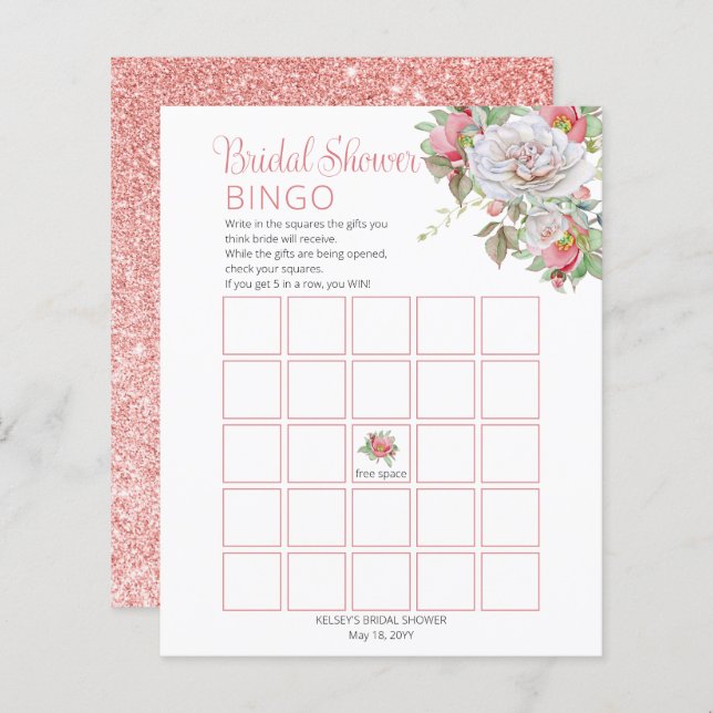 Rose doux |Fête des mariées Florale Rose blanche (Devant / Derrière)