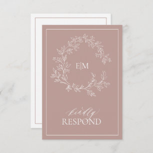 Rose Dusty Crest Monogramme Mariage Carte RSVP