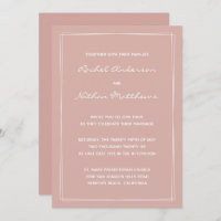 Rose Dusty minimaliste moderne de mariage Invitati