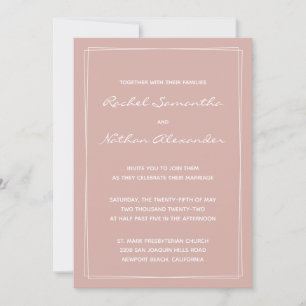 Rose Dusty minimaliste moderne de mariage Invitati