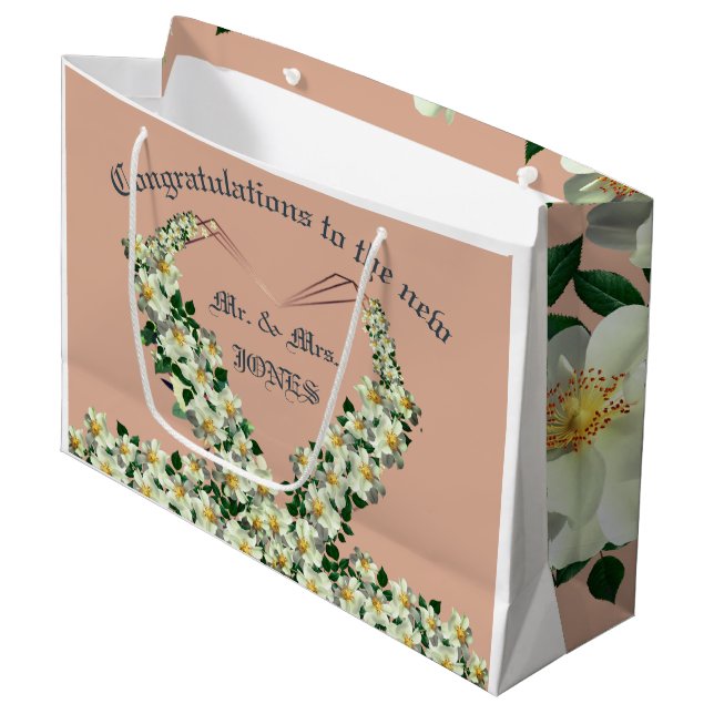 Rose Dusty - Sac cadeau Mariage (Devant Angle)