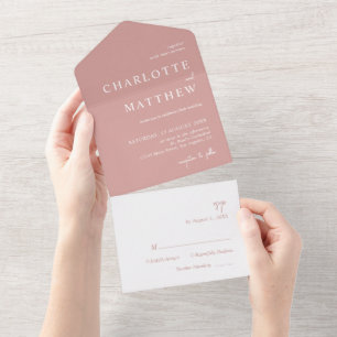 Rose Dusty Script Mariage Tous en une invitation