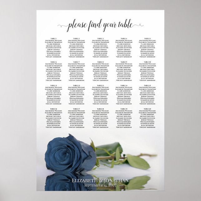 Rose en acier bleu 20 Tableau Mariage (Devant)