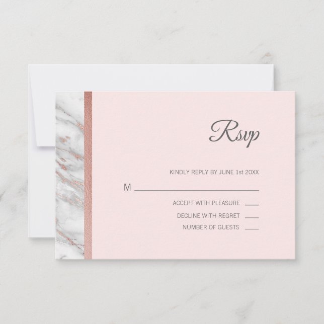 Rose en marbre classique Gold Foil RSVP Menu Maria (Devant)