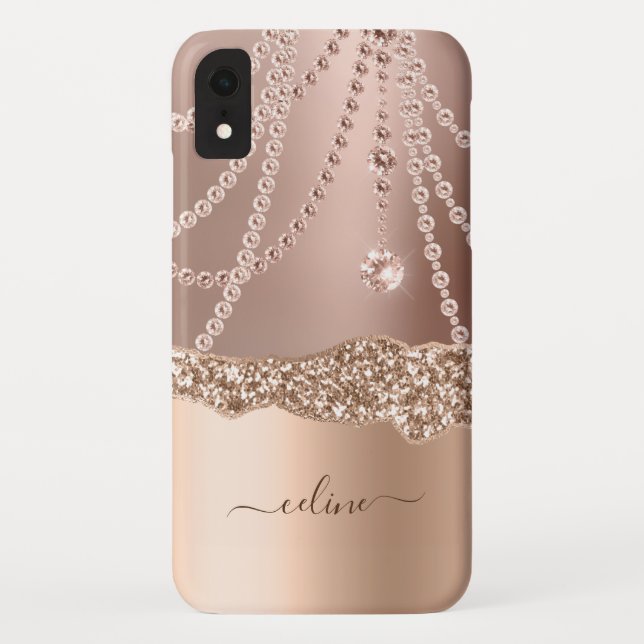 Rose en marbre Gold Girly Ombre Elegant Chic Coque (Dos)