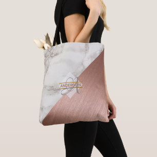 Rose en marbre Sacs fourre-tout MONOGRAM or