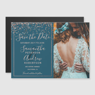Rose en or confetti turquoise enregistrer la photo